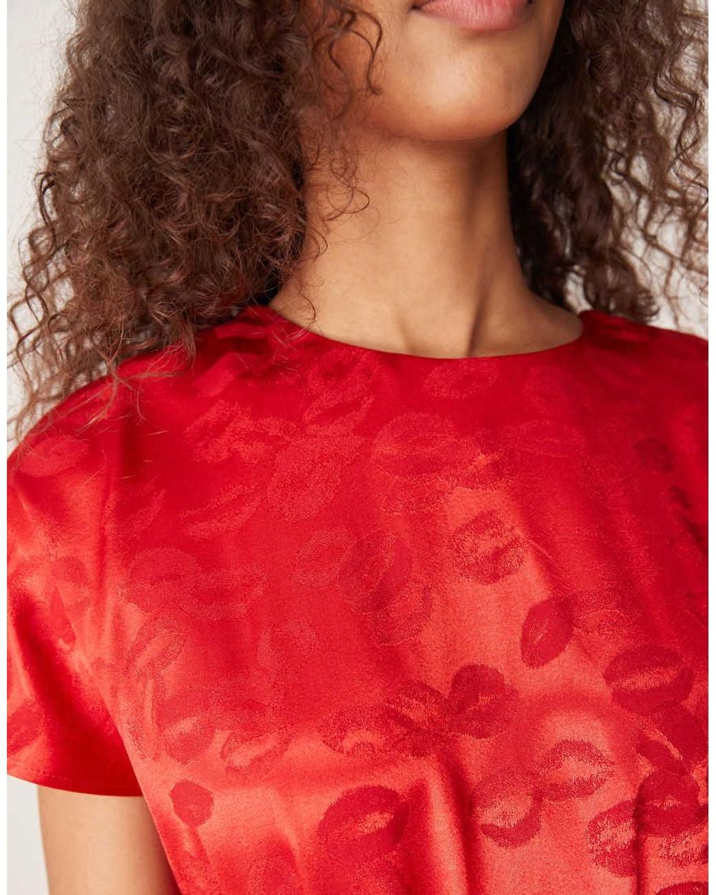 Never Fully Dressed Red Embossed Satin Midaxi Dress