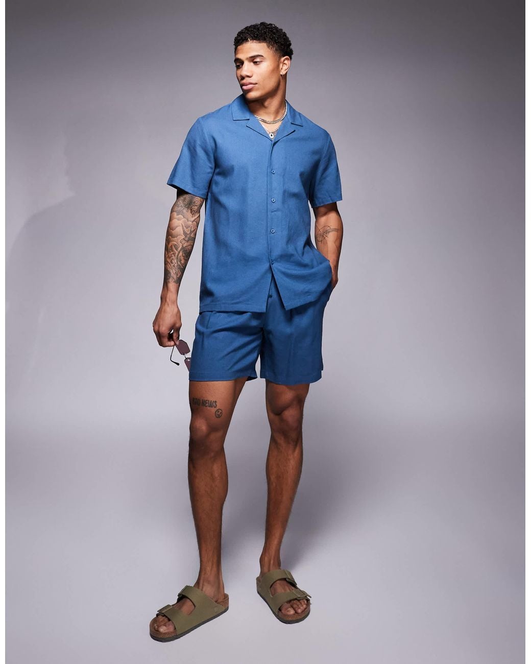 South Beach Blue Drawstring Beach Shorts for men