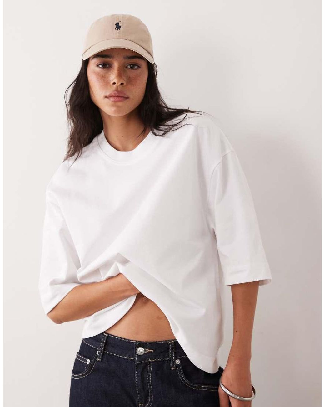 Gina Tricot White Short Sleeve Boxy Tee