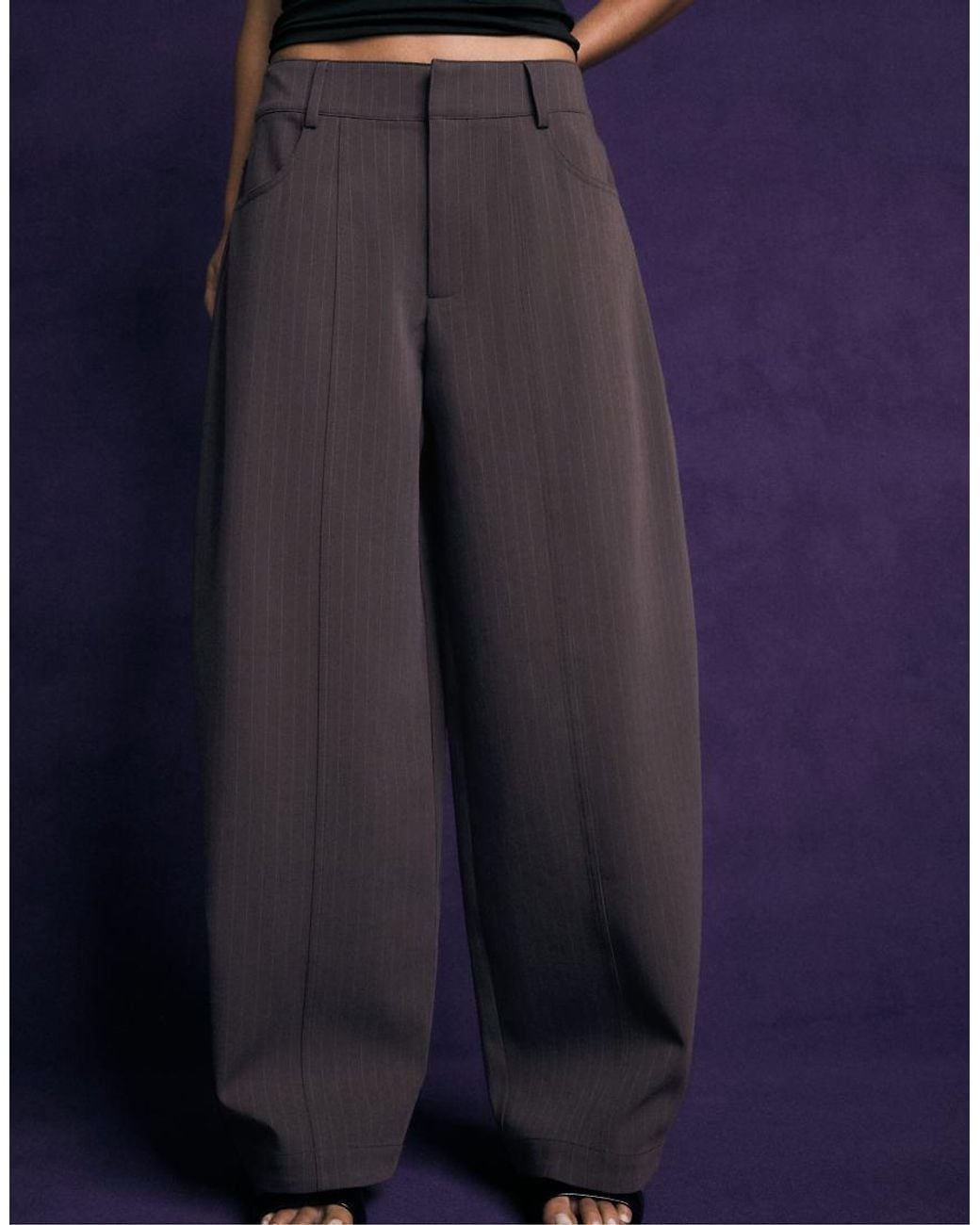 Stradivarius Blue Tailored Barrel Trousers
