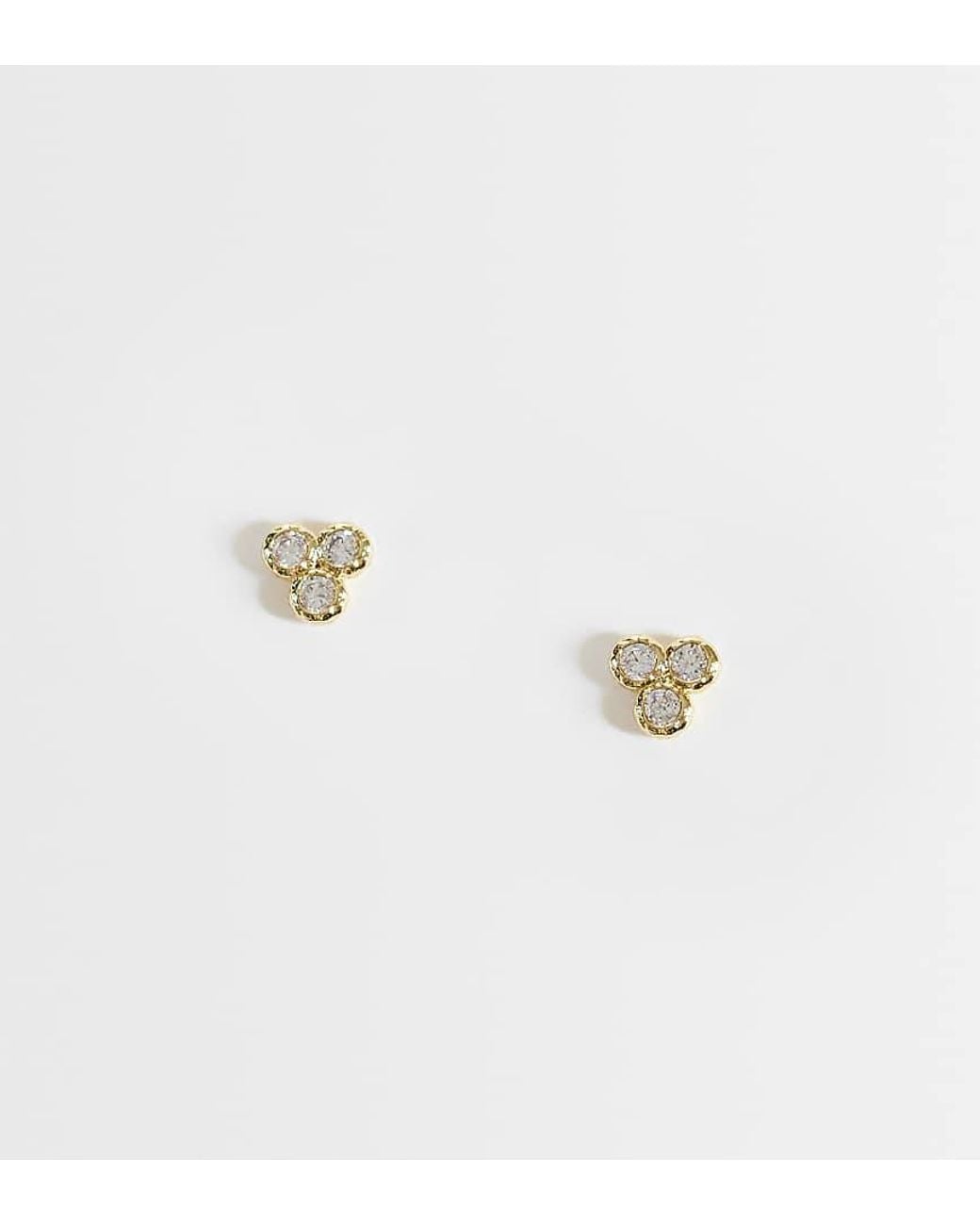 Kingsley Ryan Metallic Clear Gem Set Cluster Stud Earrings