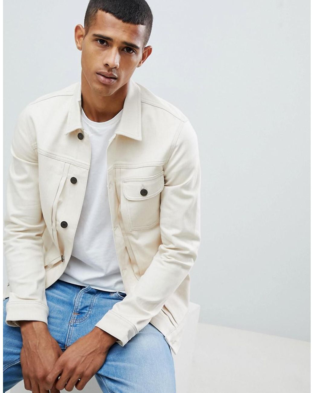 Jack & Jones Denim Jacket In Natural Ecru Denim for Men | Lyst