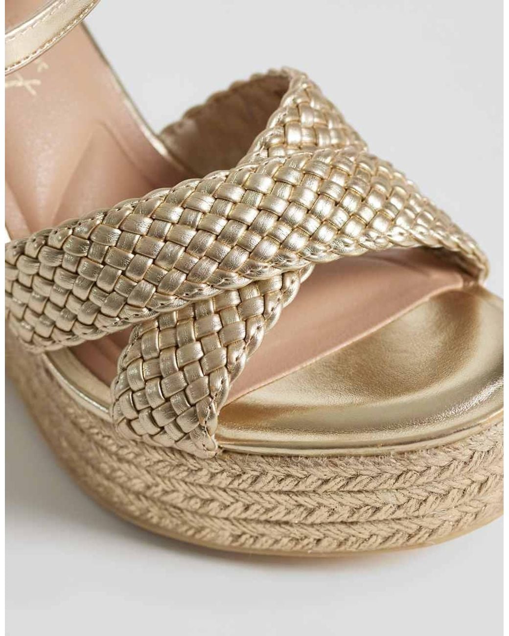 New Look Metallic Cross Strap Plaited Wedge Sandal