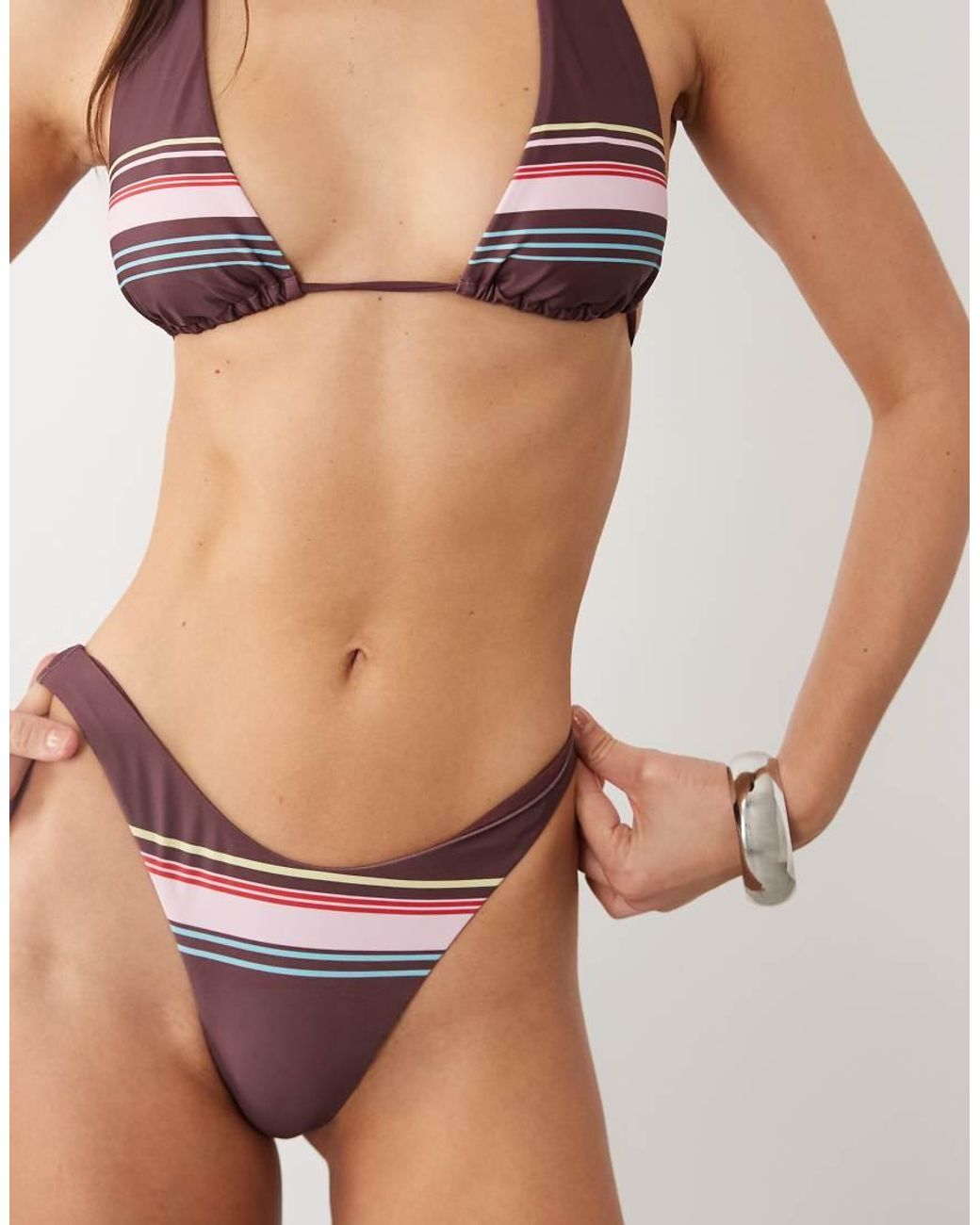 ASOS Brown Skylar Ibiza High Leg Cheeky Bikini Bottom