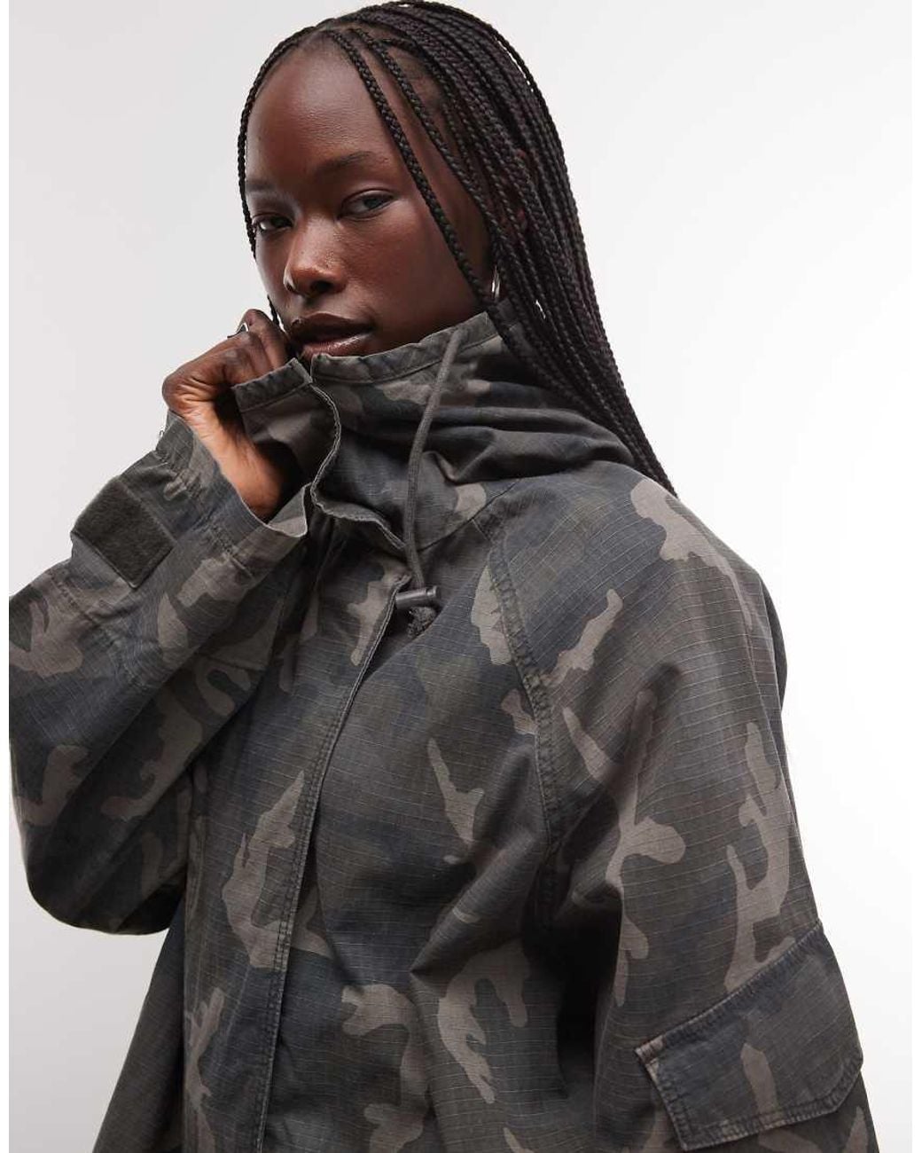 Weekday Gray Funnel Neck Jacket With Hood