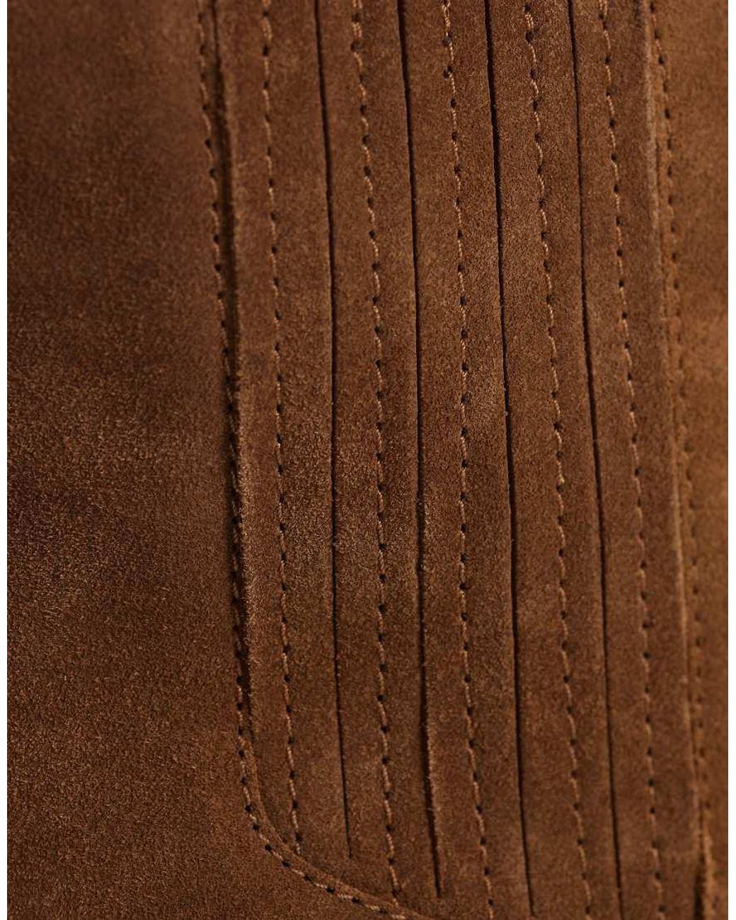 Mango Brown 100% Leather Short Cowboy Boot
