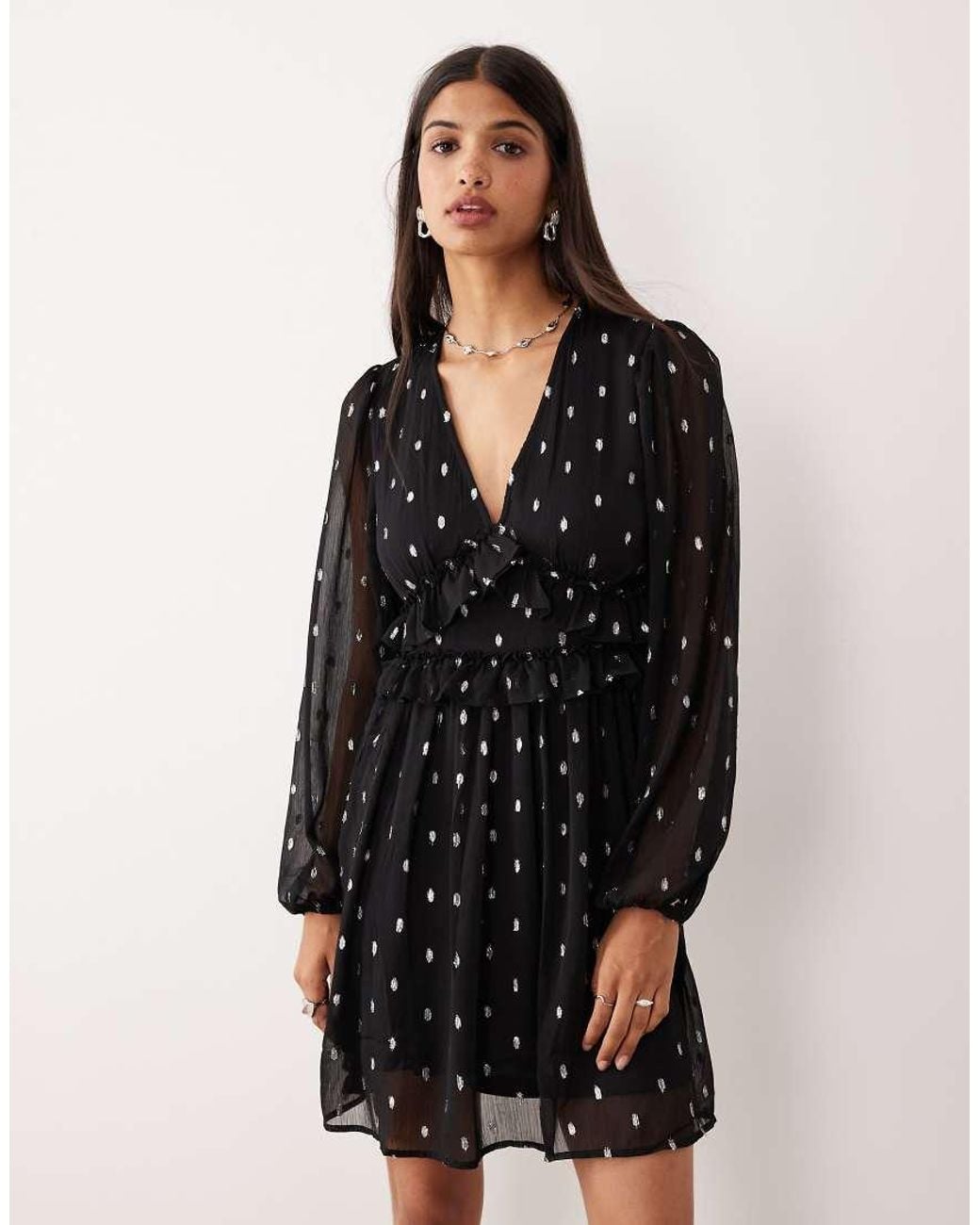 Vila Black V Neck Mini Dress