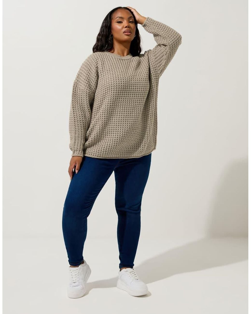 Yours Clothing Brown Waffle Knit Jumper