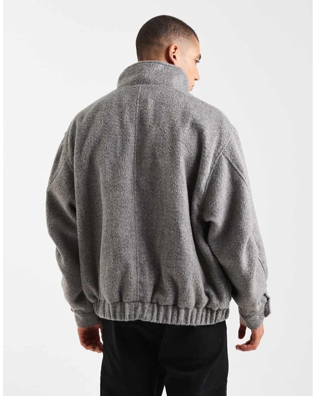 ASOS Gray Wool Look Bomber for men