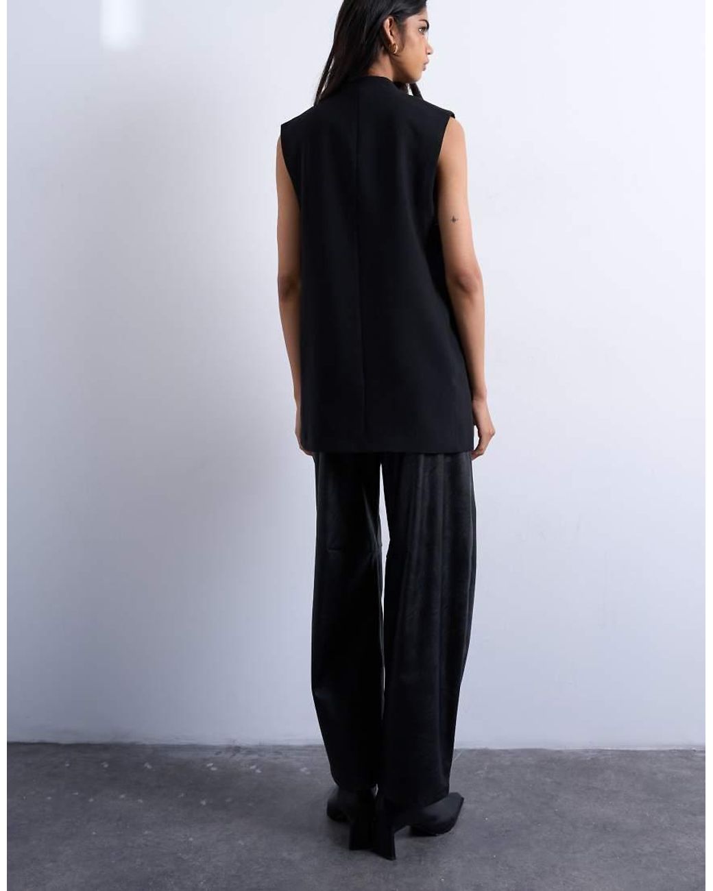 TOPSHOP Black Chuck On Sleeveless Blazer