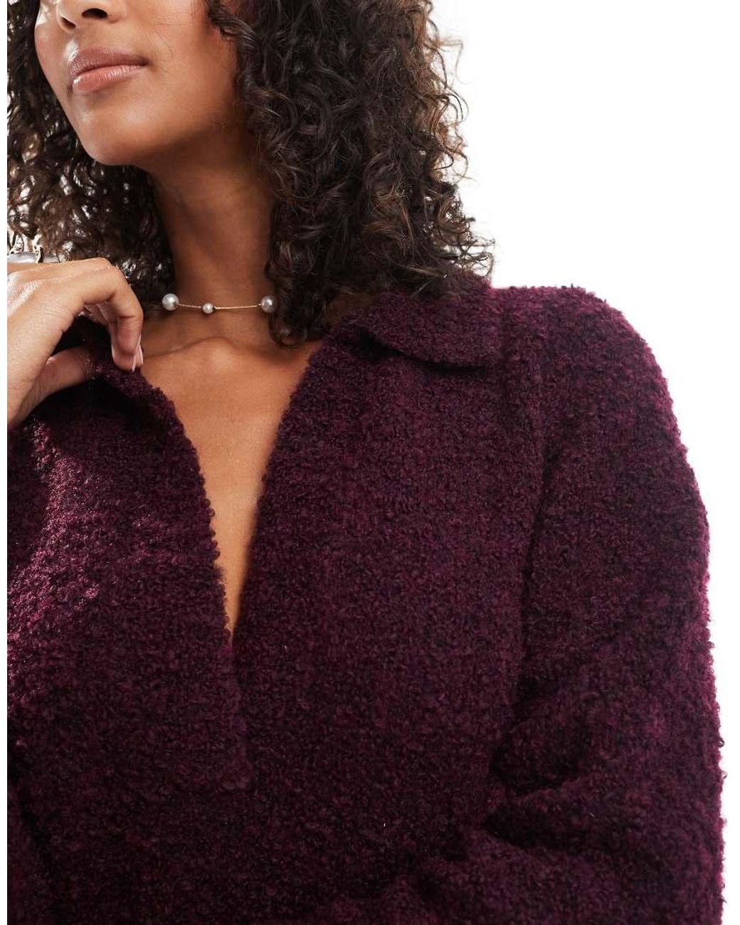Native Youth Purple Soft Puff Knitted Polo Dress