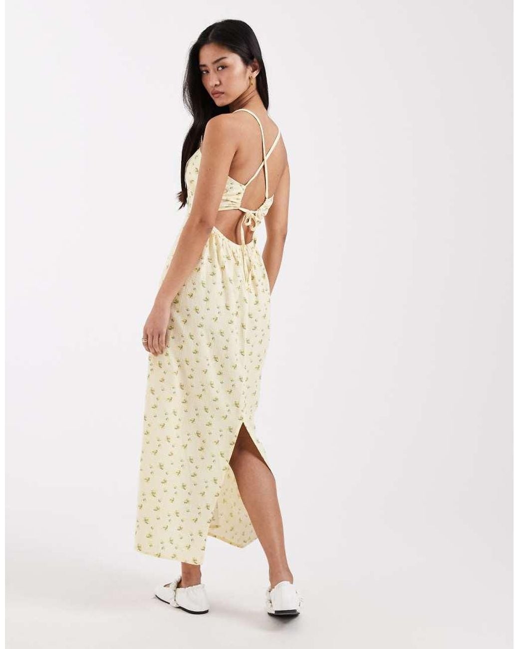 JJXX Natural Linen Mix Maxi Dress With Floral Print