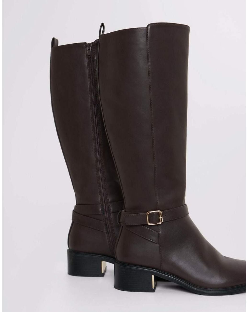 Threadbare Black Faux Leather Riding Boots
