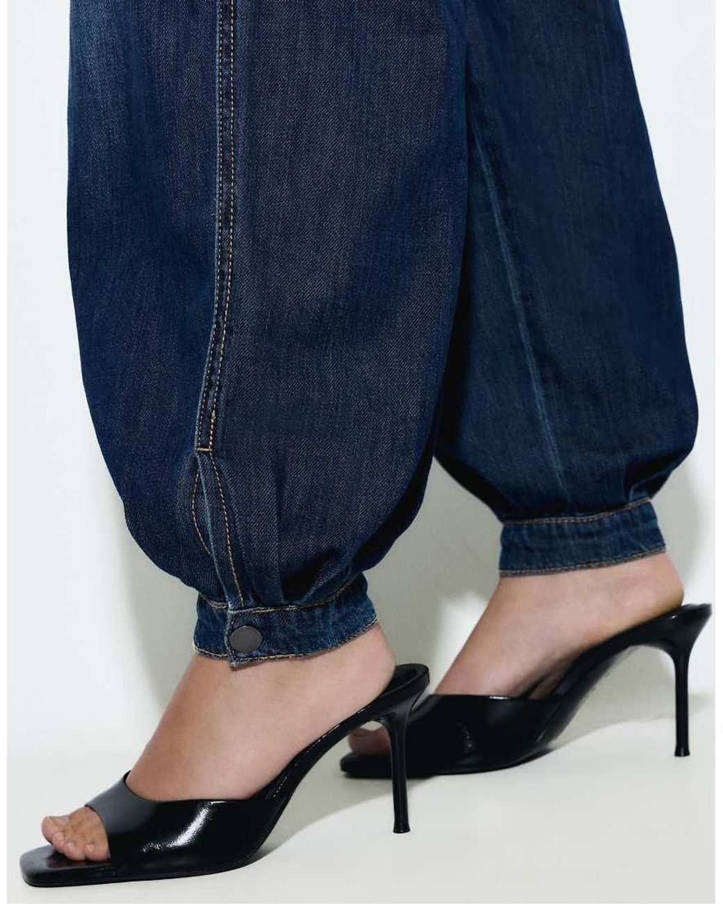 Stradivarius Blue 100% Cotton Sarouel Jeans