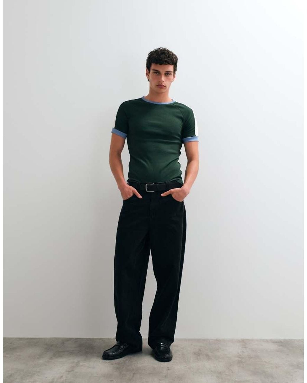 ASOS Green Muscle Fit Raglan Ringer T-Shirt for men