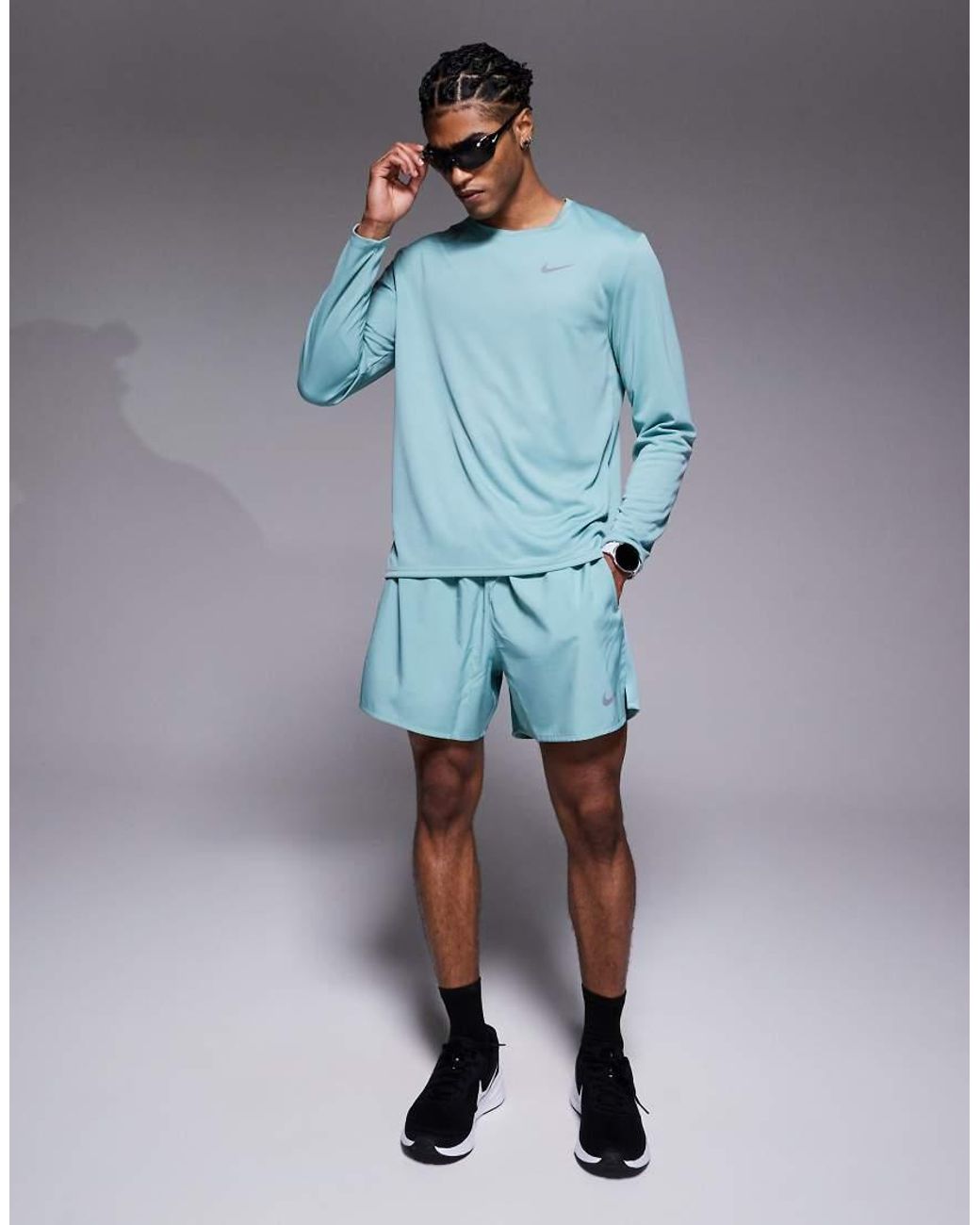 Nike Blue Miler Dri-fit Long Sleeve Top for men