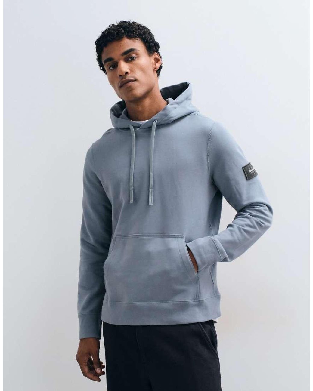 Calvin Klein Blue Terry Badge Hoodie for men