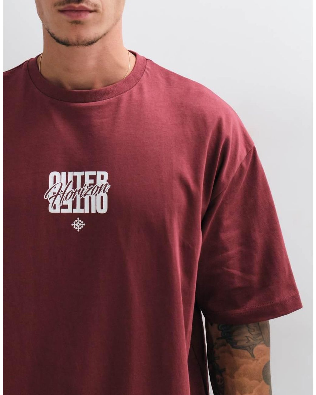 ASOS Red Oversized T-shirt With Text Embroidery for men