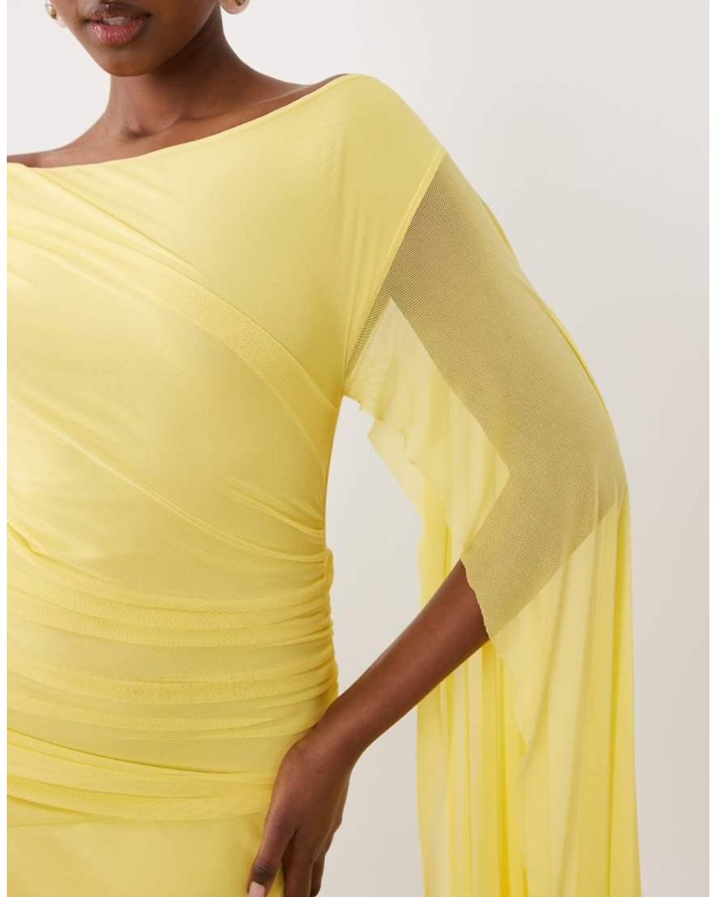 ASOS Yellow Mesh Draped Maxi Dress