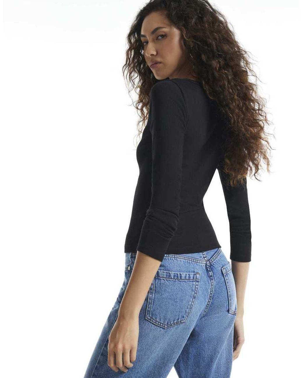 River Island Blue Ribbed Lace Trim Cardigan