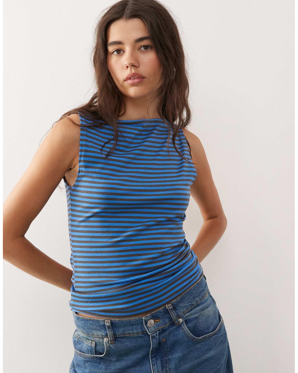 Rahtech Weekday Weekday Annie Sleeveless Boat Neck Top in Blue | Lyst