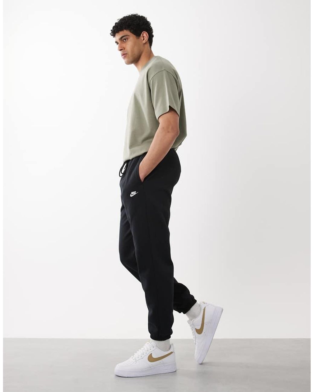 Nike White Club Cuffed Fleece Joggers for men