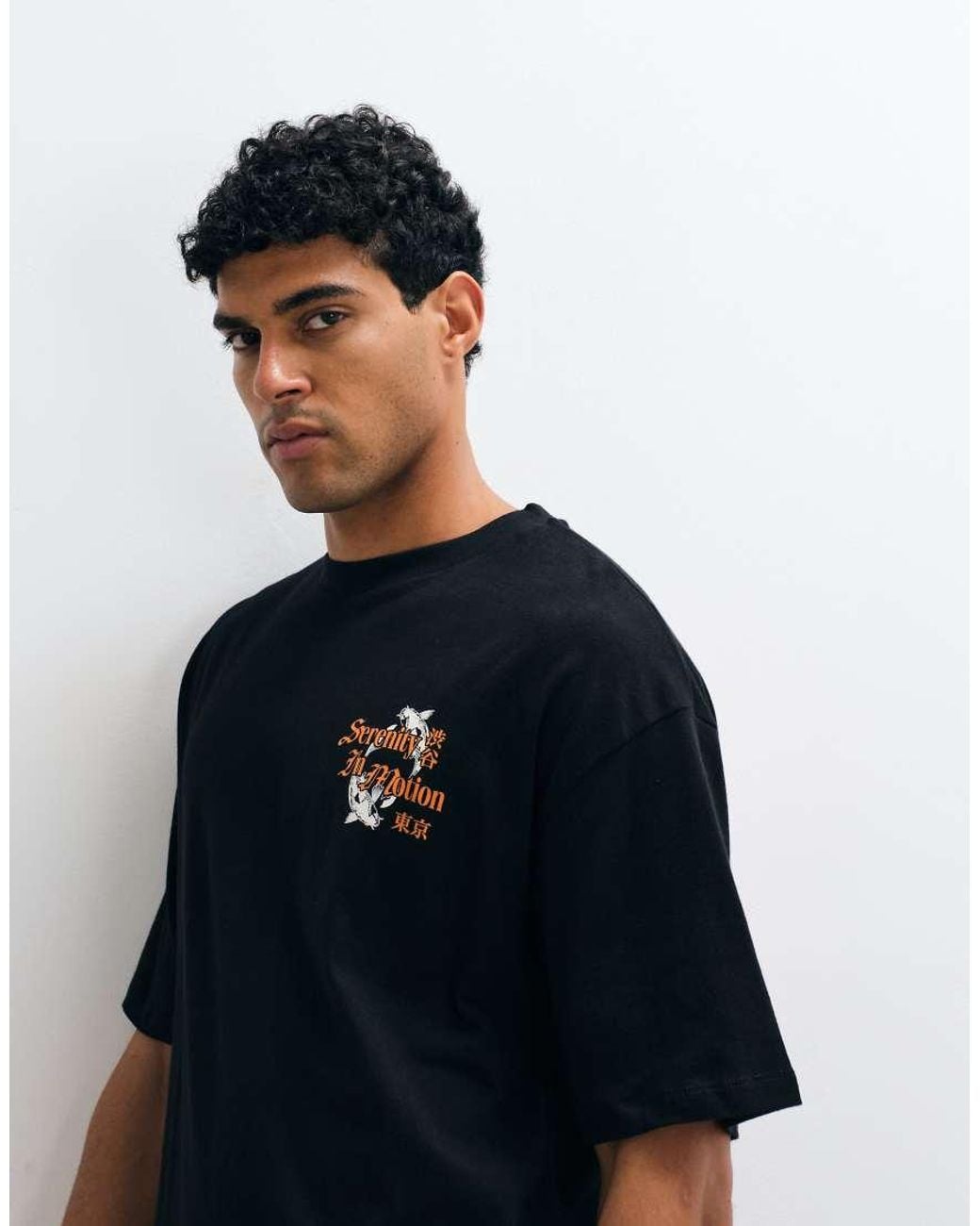 ASOS Black Boxy Oversized T-Shirt With Floral Back Graphic for men