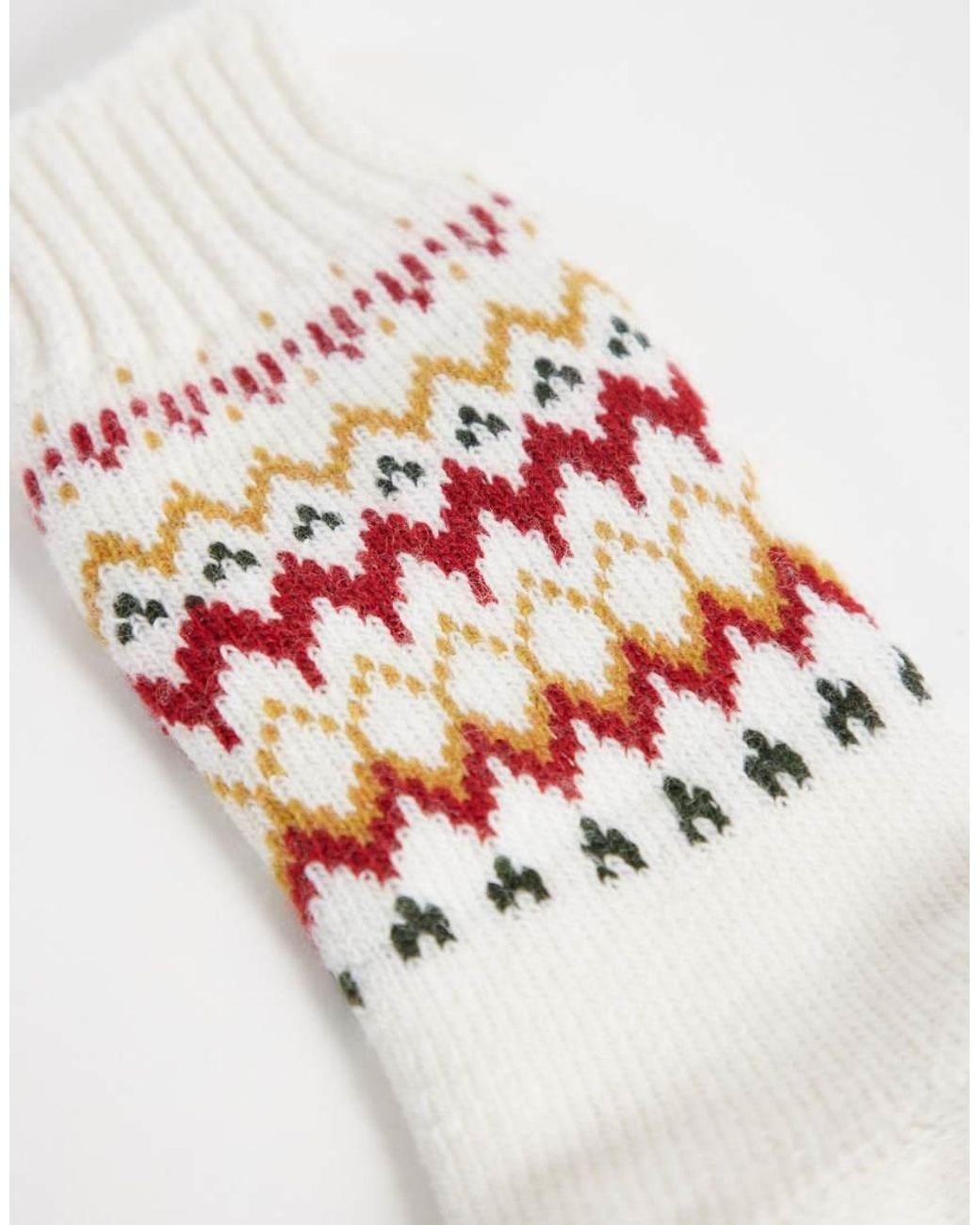 Barbour White Kingsford Fairisle Print Socks