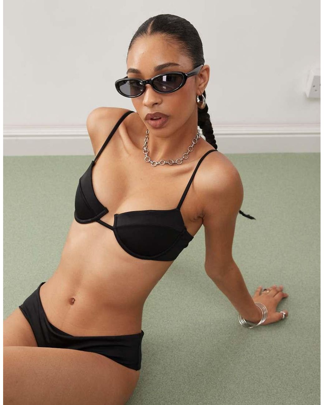 Monki Black Underwire Bikini Top