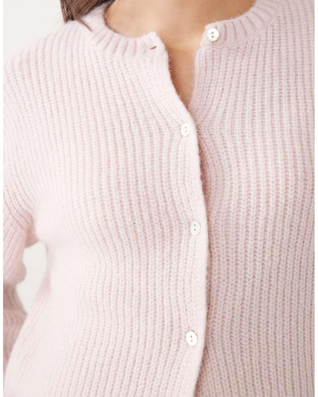 Monki Natural Button Up Knitted Cardigan