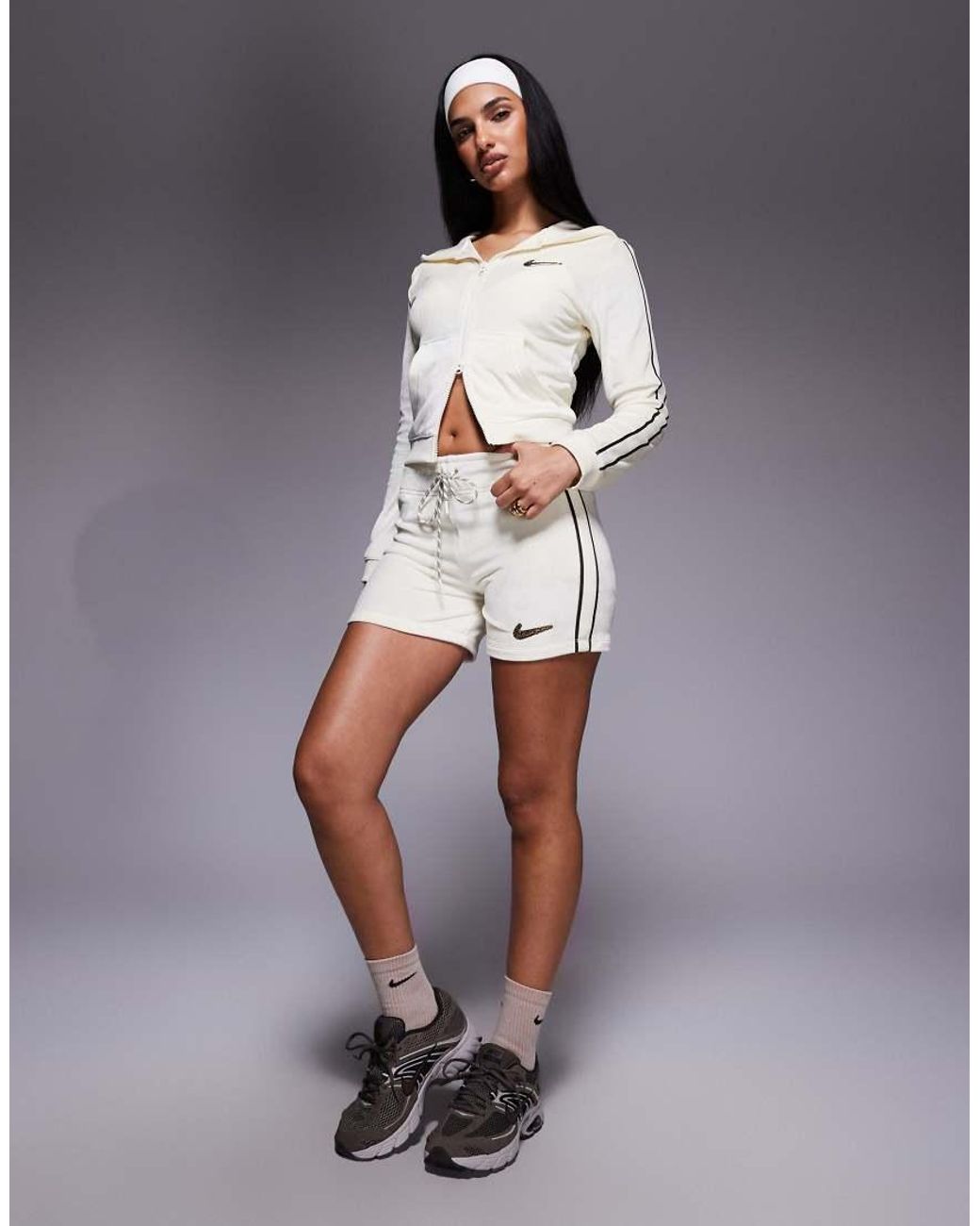 Nike White Velour Shorts