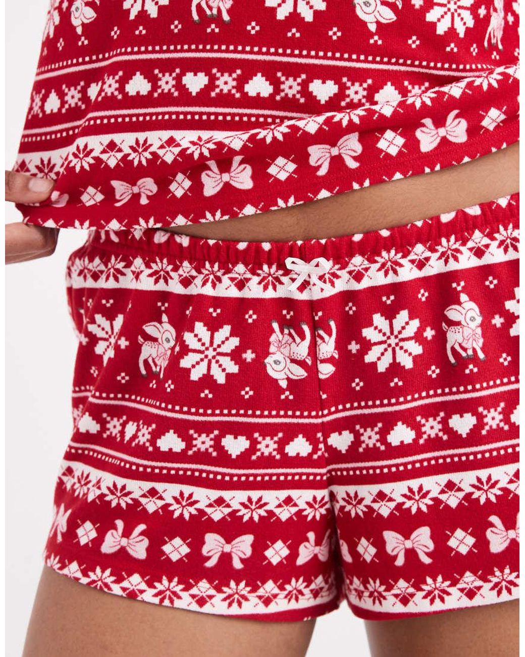 Hollister Red Long Sleeve And Shorts Pyjama Set