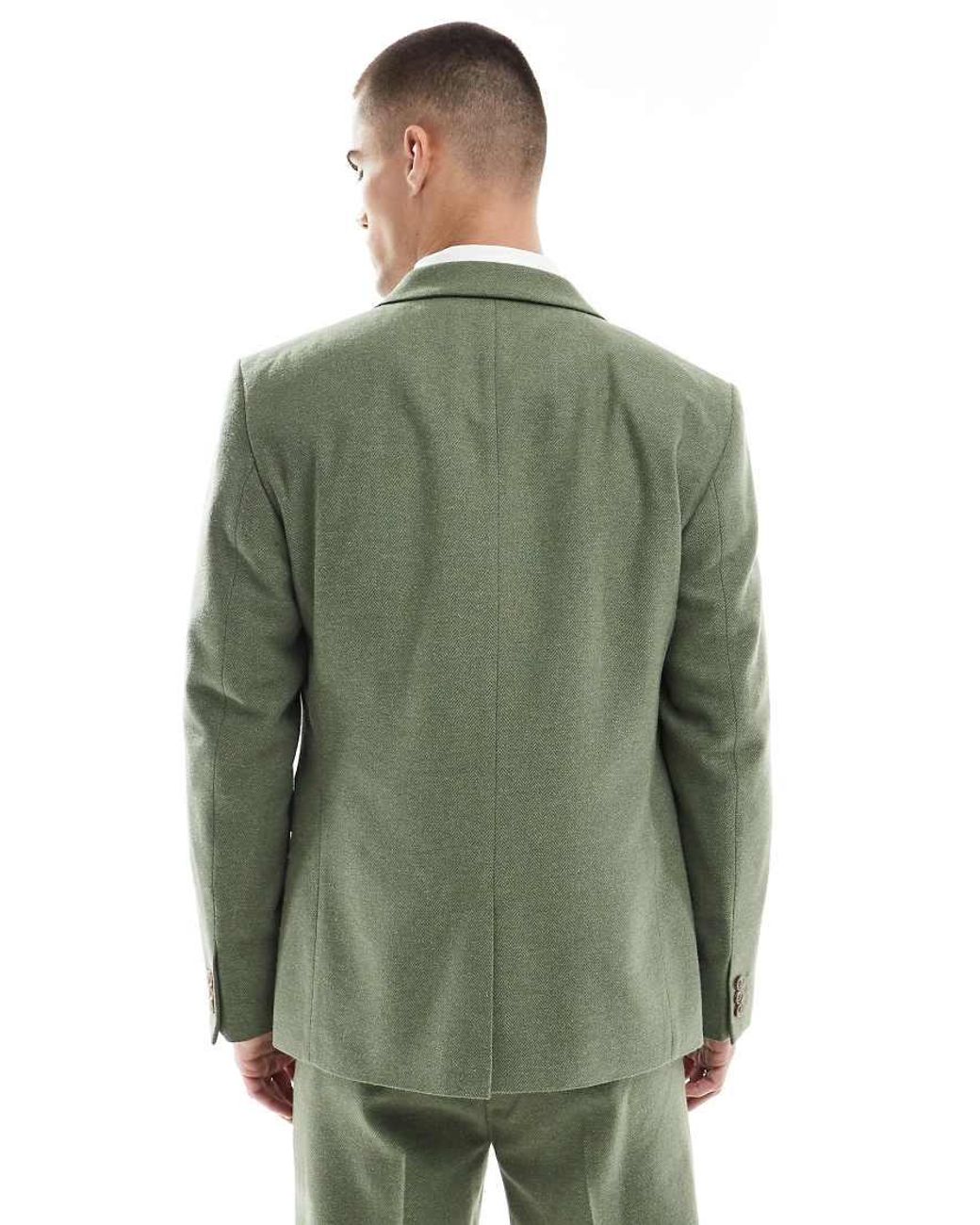 ASOS Green Slim Suit Jacket With Wool for men