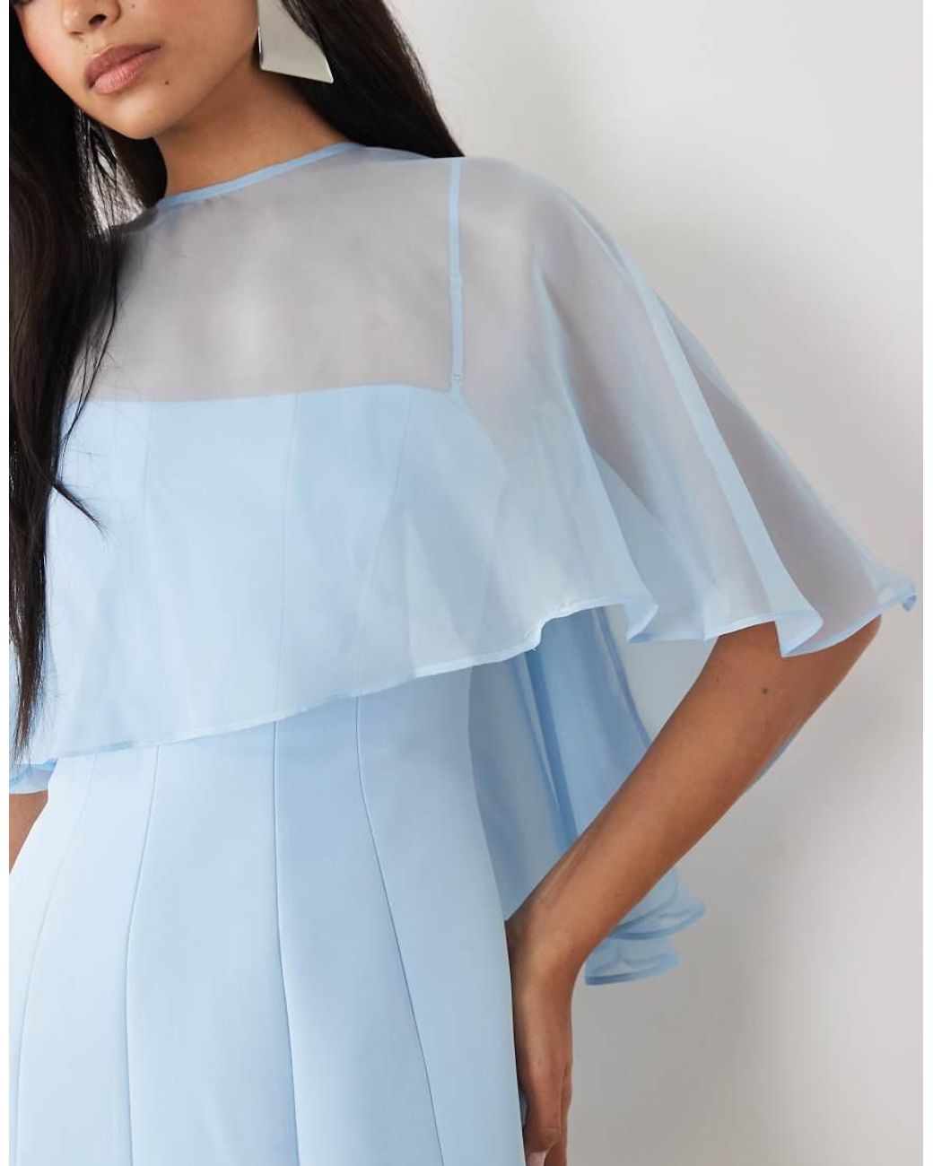 Forever New Blue Mesh Cape Detail Cami Mini Dress