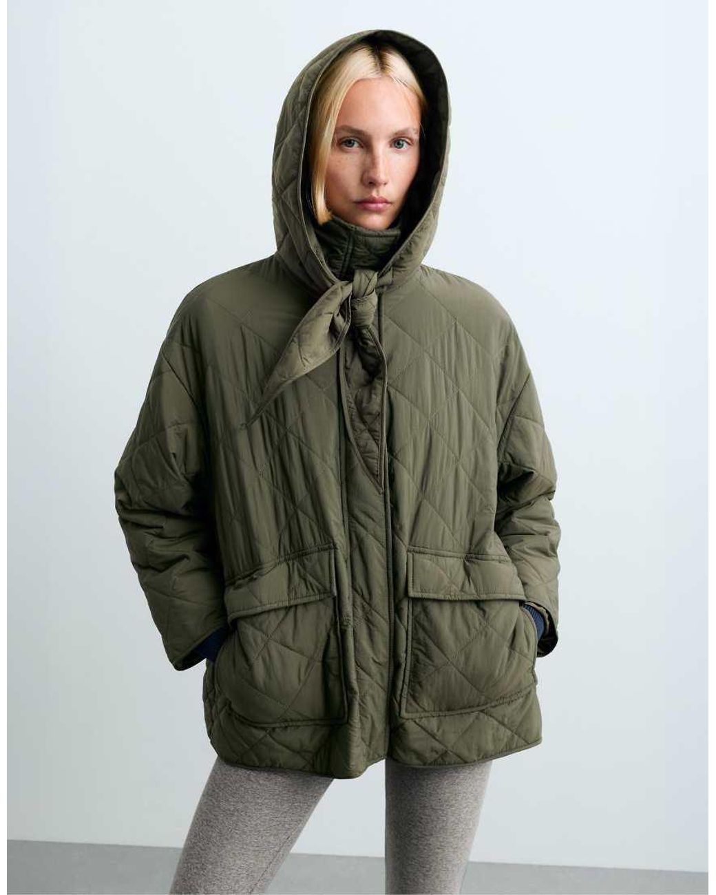 Oysho Green Quilted Hood