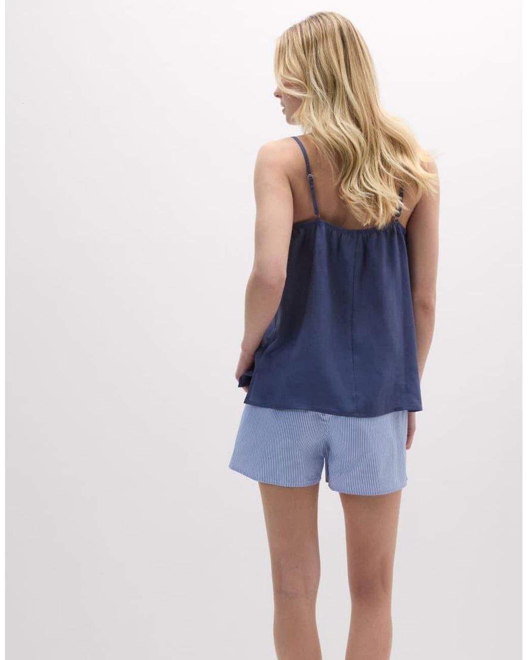 Intimissimi Blue The Pure Linen Plain-Weave Linen Top