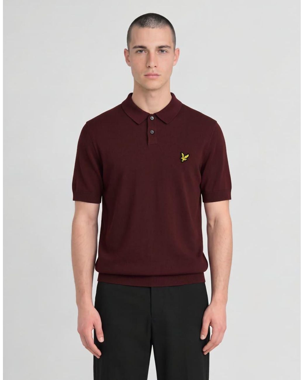 Lyle & Scott Red Mid Knits Knitted Polo Shirt for men