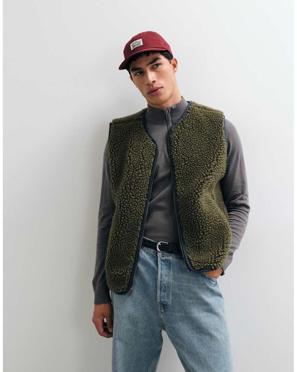 Levi's Red Seacliff Borg Zip Through Gilet for men
