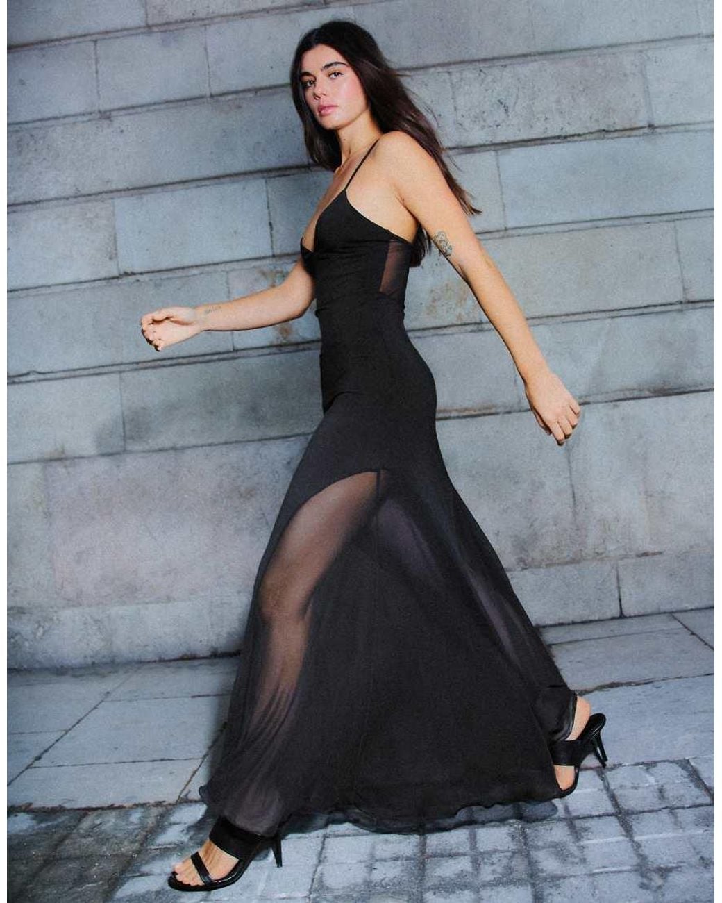 Bershka Blue Long Combined Strap Dress