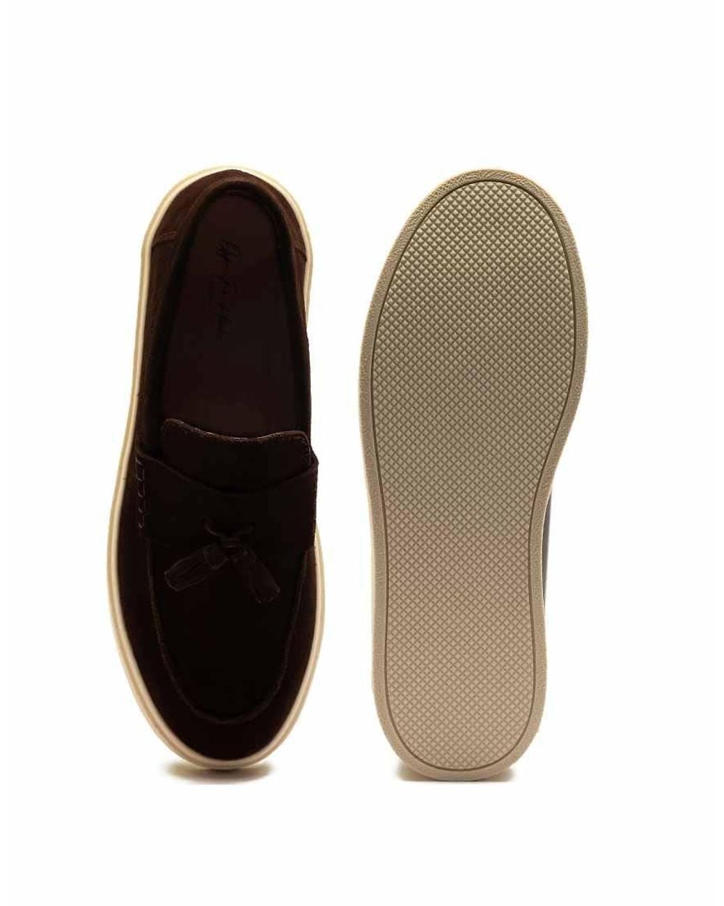 OFF THE HOOK Brown 'Rory' Loafer Tassel Casual Slip-On Suede Leather Shoes for men