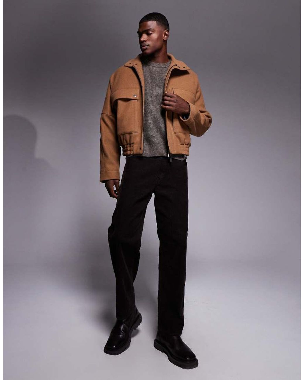 ASOS Brown Harrington Jacket for men