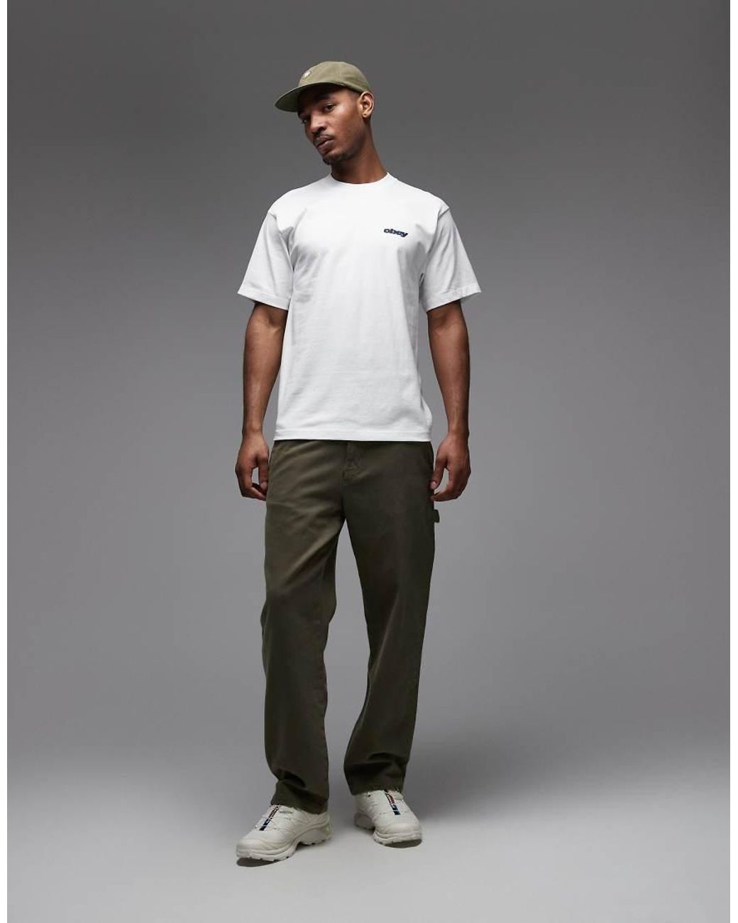 Obey Gray Lips Graphic T-shirt With Back Print for men