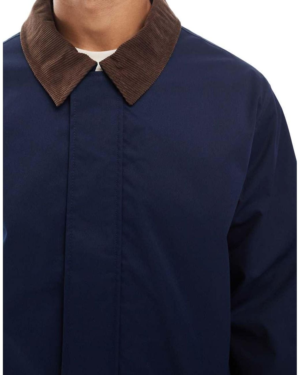 Jack & Jones Blue Harrington Jacket With Cord Collar for men