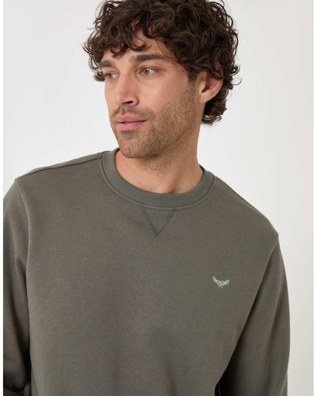 Threadbare Gray Cotton Rich Crew Neck Sweatshirt for men