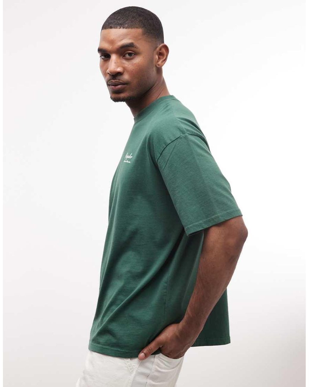 PEGADOR Green Morcote Oversized T-shirt With Back Print Graphic for men