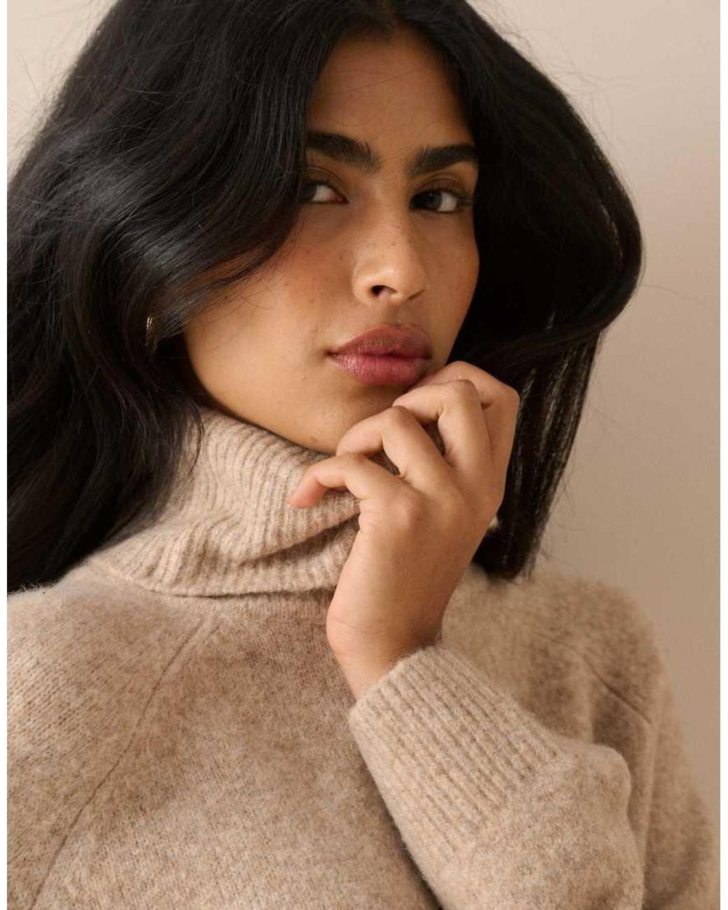 Nobody's Child Brown Marl Roll-Neck Oversized Jumper
