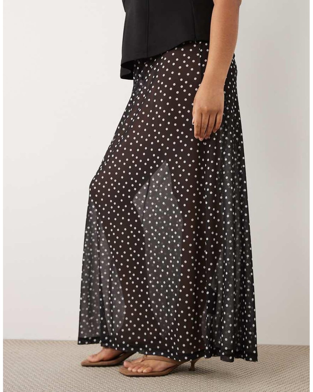 ASOS Black Asos Design Curve Sheer Mesh Maxi Skirt