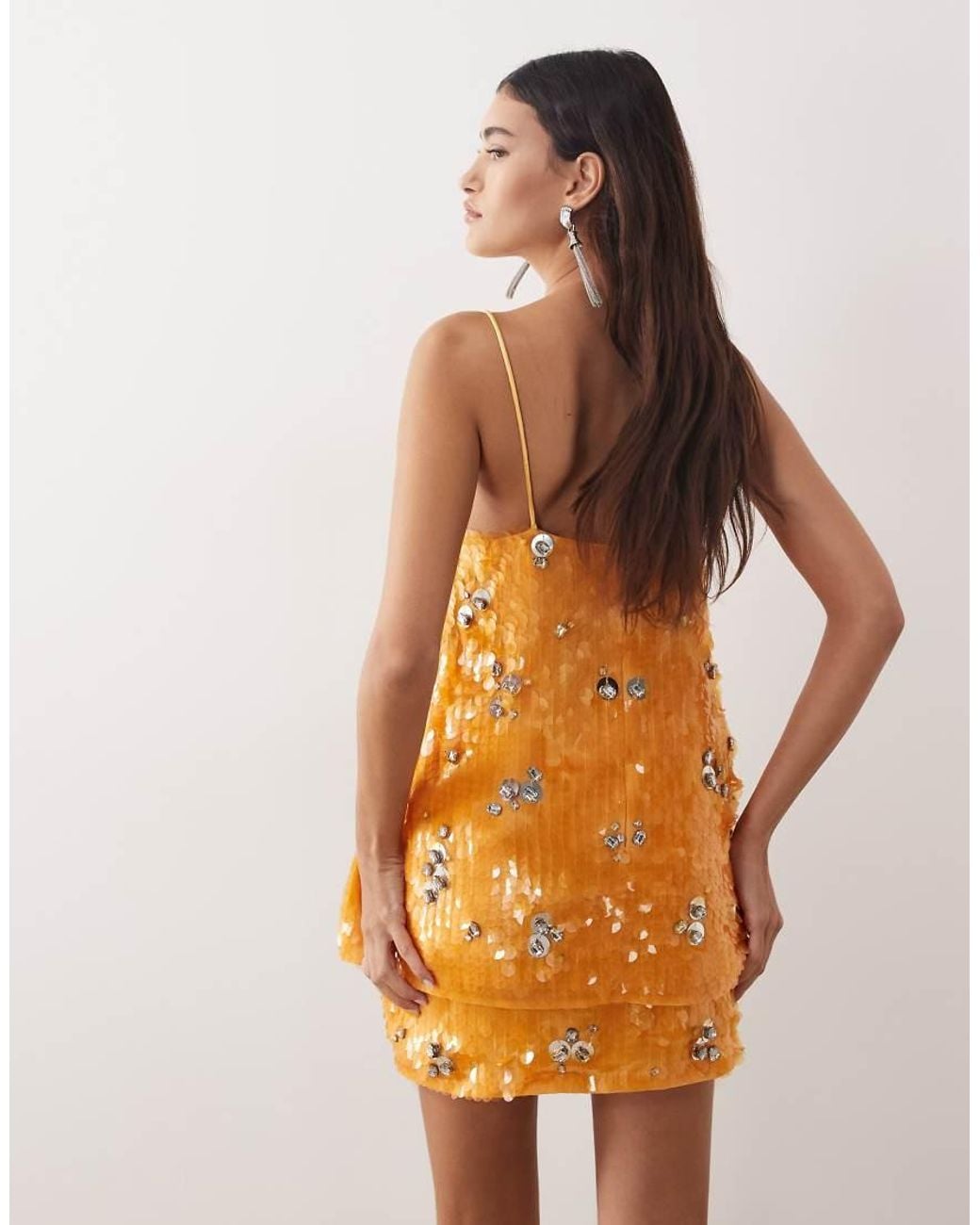 ARRANGE Orange Crystal Embellished Longline Cami Top