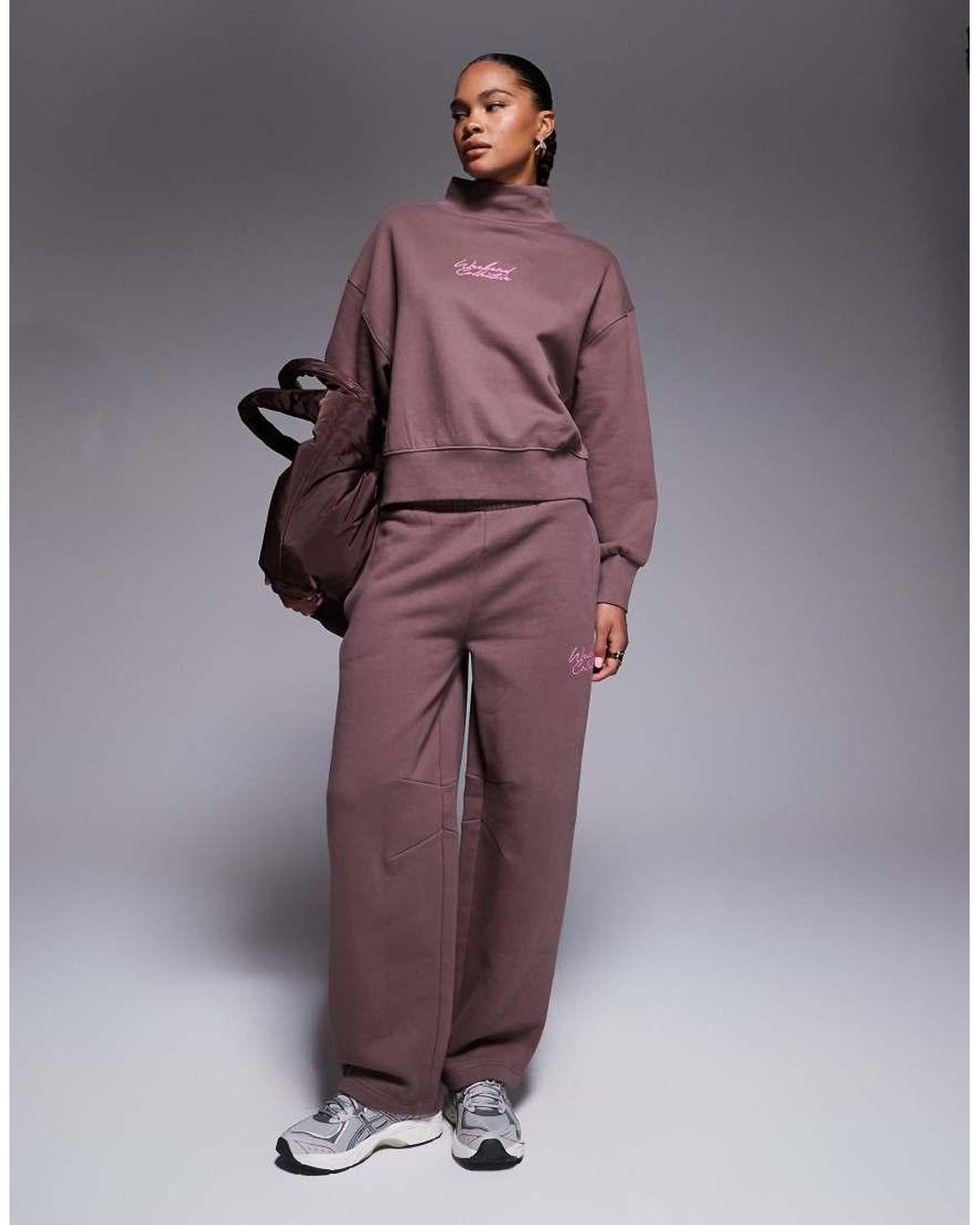 ASOS Purple Weekend Collective Heavyweight Funnel Neck Sweat With Scribble Embroidery