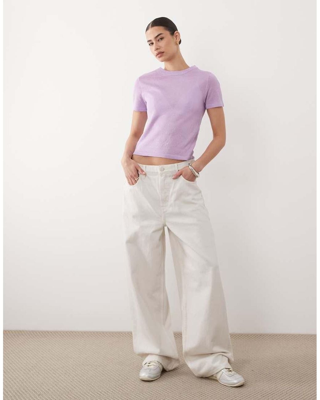 ASOS Purple Knitted Sheer T-shirt
